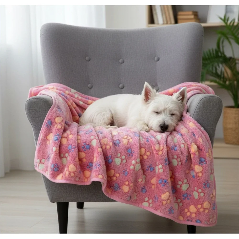 Warm & Soft Fluffy Fleece Flannel Pet Cat Dog PINK Blanket Mat 30